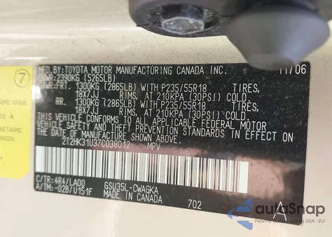 2007 Lexus Rx 350 из США, поврежденный, VIN 2T2HK31U37C038012